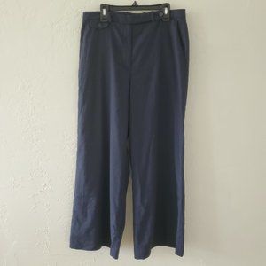 Theory Pants Size 6 Navy Linen Stretch Pockets